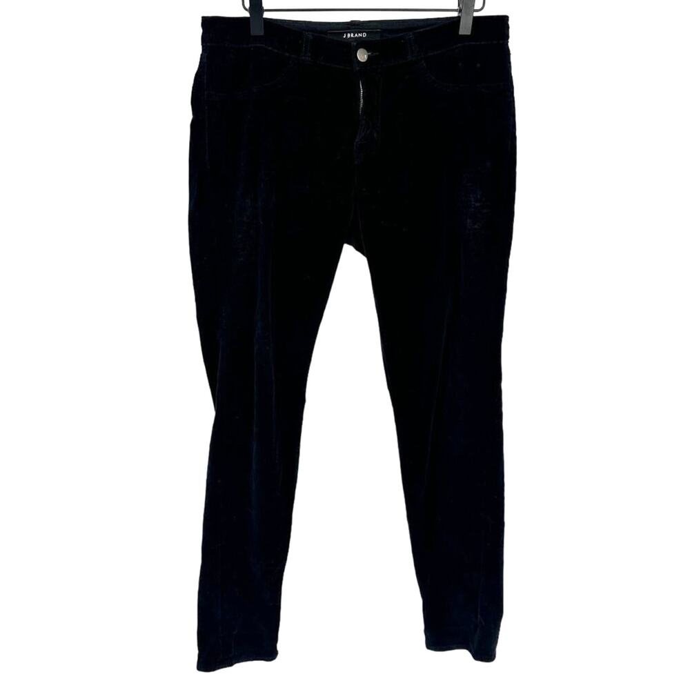 J Brand Black Velvet Super Skinny Pants Womens Size 28 Mid Rise Luxury EUC